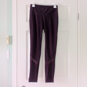 High Waisted Purple Leggings With Mesh Detail